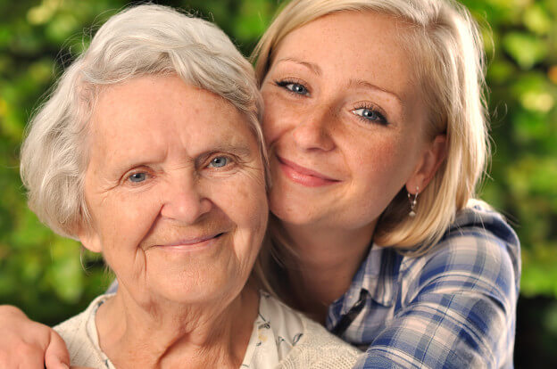Elderly woman with granddaughter